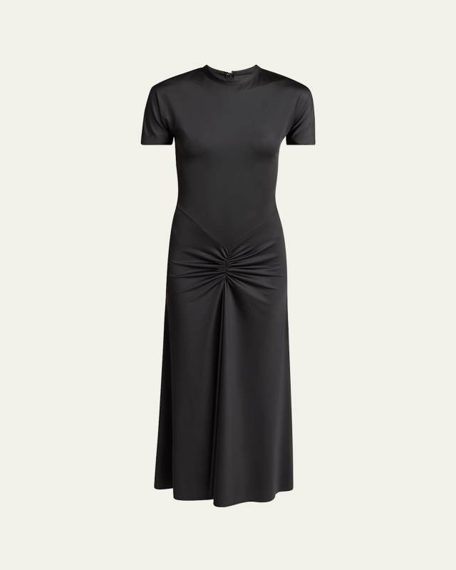 Gathered Drop-Waist Midi T-Shirt Dress